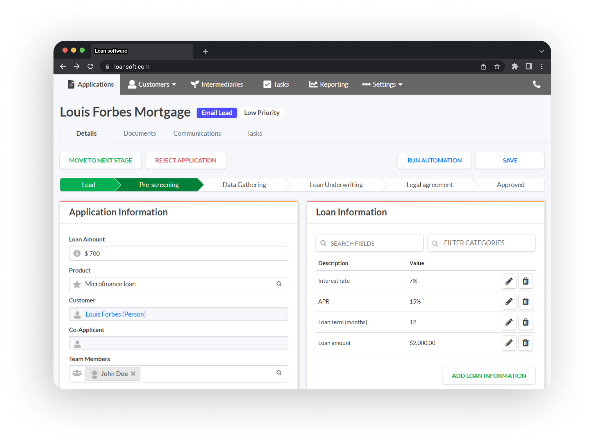 Loan origination system